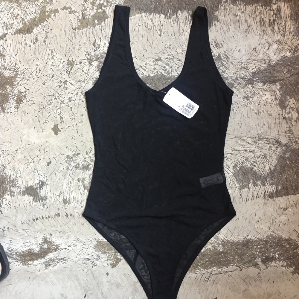 New, Forever 21, black mesh bodysuit, size S